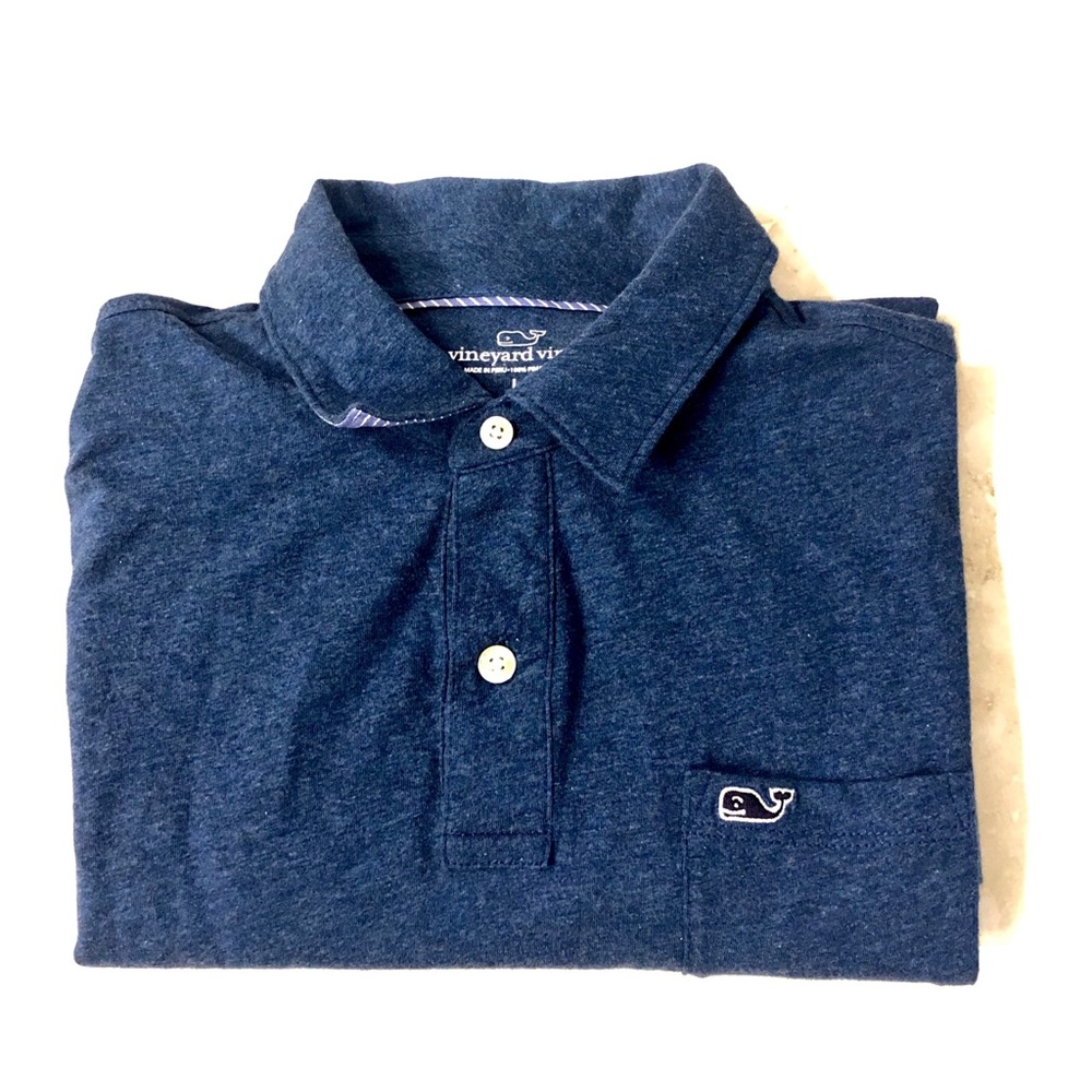 Vineyard Vines Long Sleeve Polo Shirt Boys Blue  L
